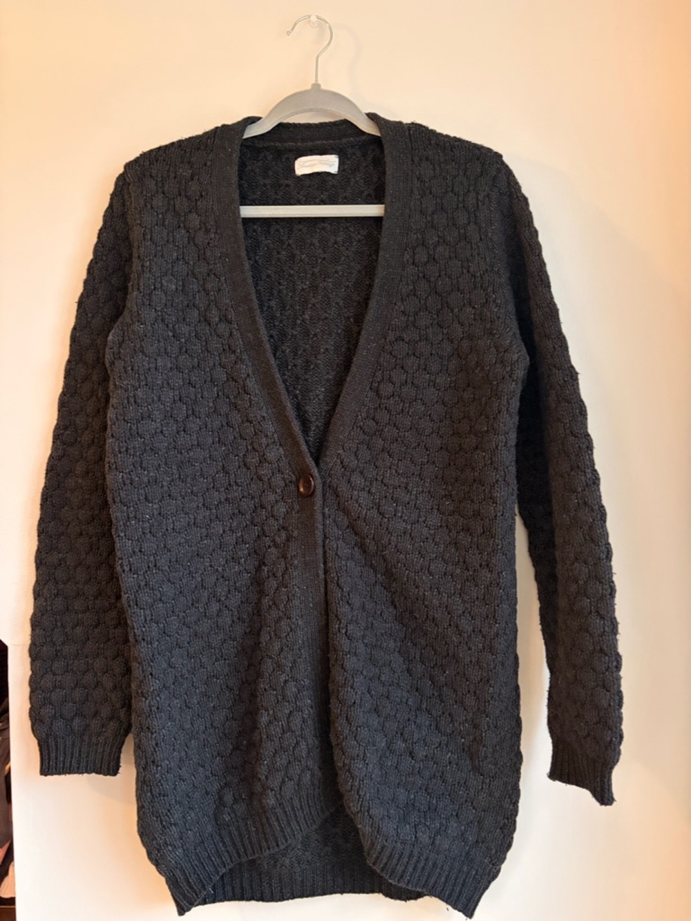 American Vintage Charcoal Textured V-Neck Cardigan